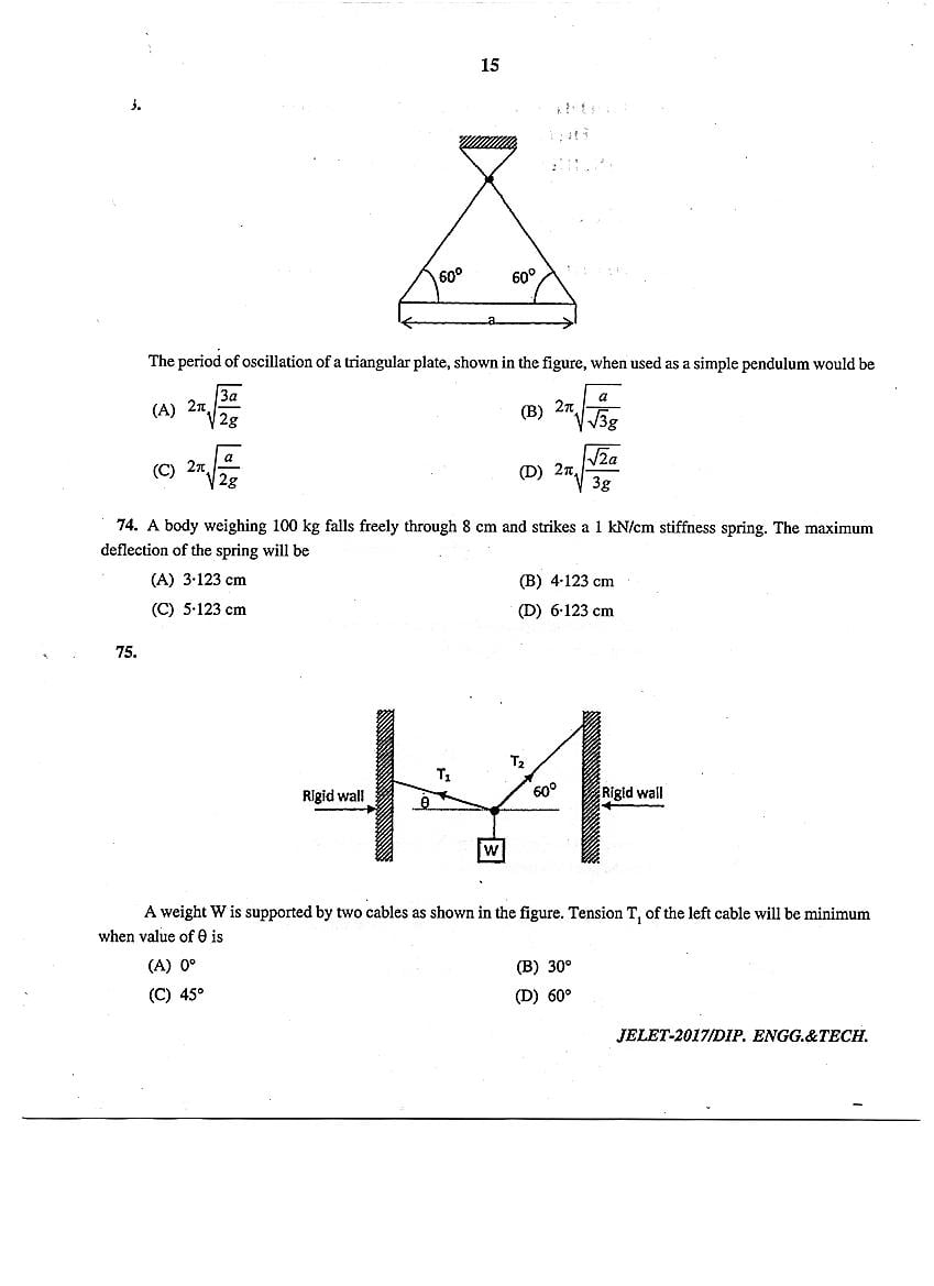 WB JELET 2017 Question Paper PDF: Engineering, B.Sc., Pharmacy