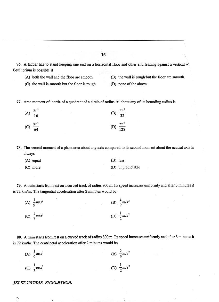 WB JELET 2017 Question Paper PDF: Engineering, B.Sc., Pharmacy