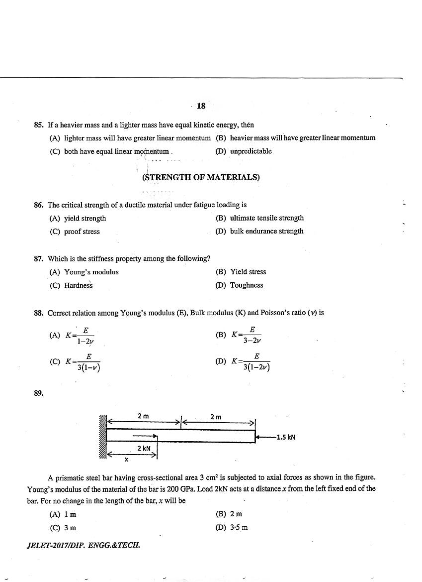 WB JELET 2017 Question Paper PDF: Engineering, B.Sc., Pharmacy