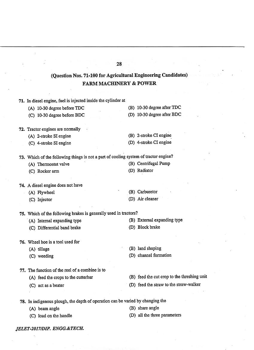 WB JELET 2017 Question Paper PDF: Engineering, B.Sc., Pharmacy