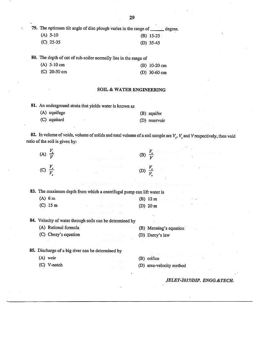 WB JELET 2017 Question Paper PDF: Engineering, B.Sc., Pharmacy
