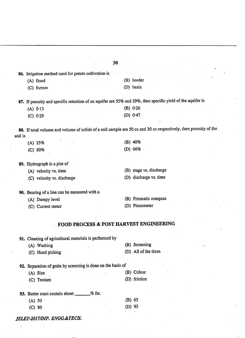 WB JELET 2017 Question Paper PDF: Engineering, B.Sc., Pharmacy