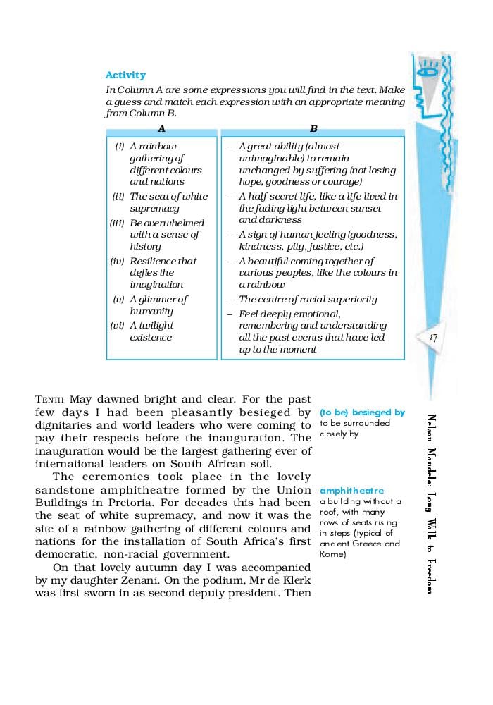 RBSE Book Class 10 English First Flight Chapter 2 Nelson Mandela Long 