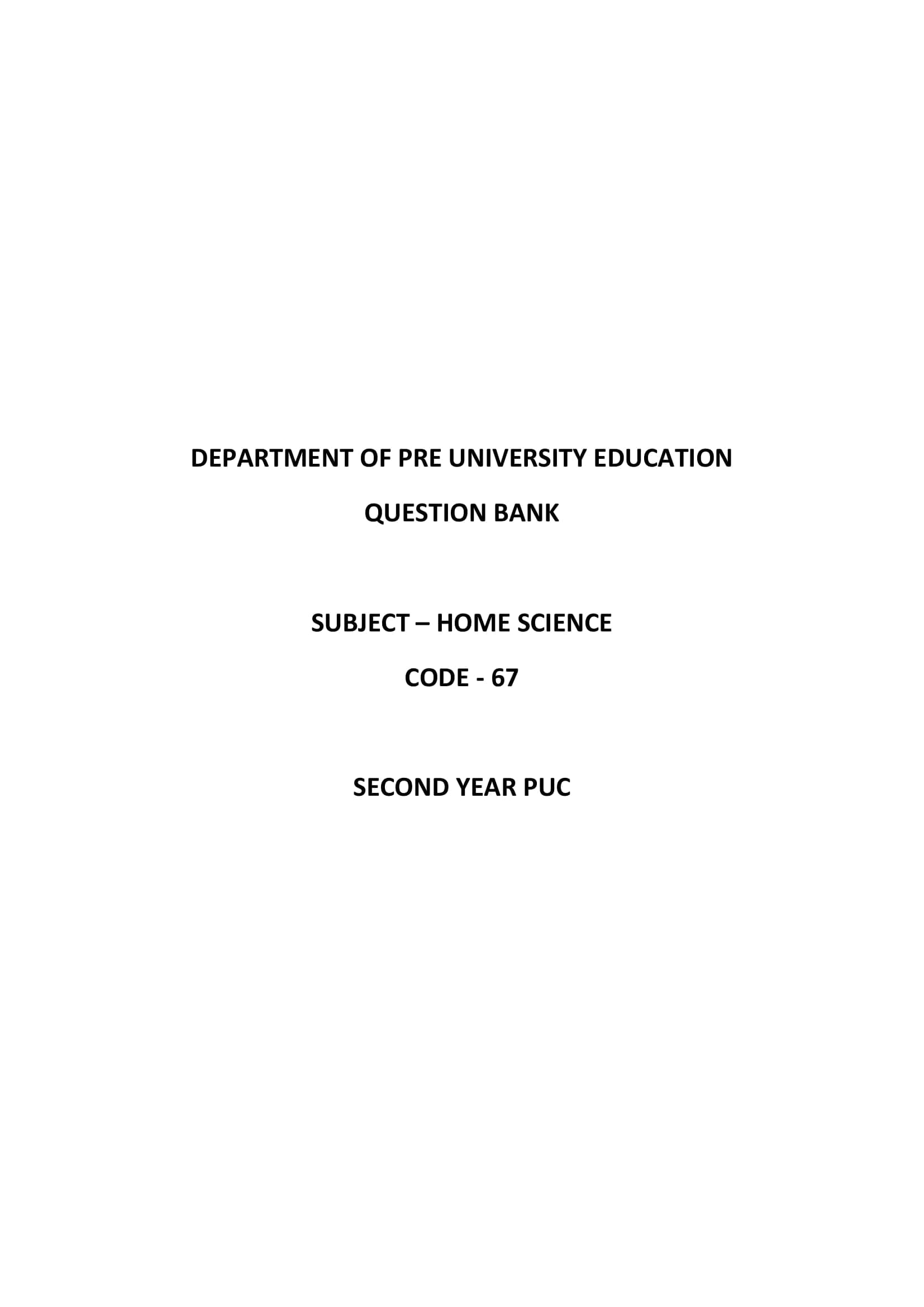 Karnataka 2nd PUC Question Bank for Home Science 2017-18 - Page 1