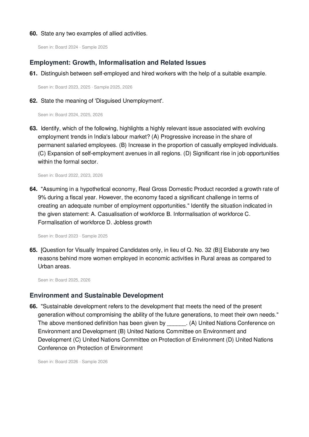 CBSE Class 12 Economics Important Questions 2027 (PDF)