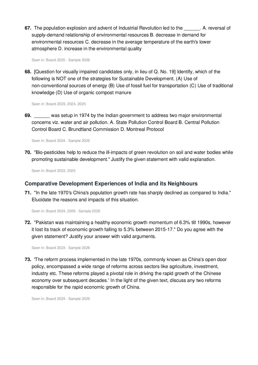 CBSE Class 12 Economics Important Questions 2027 (PDF)
