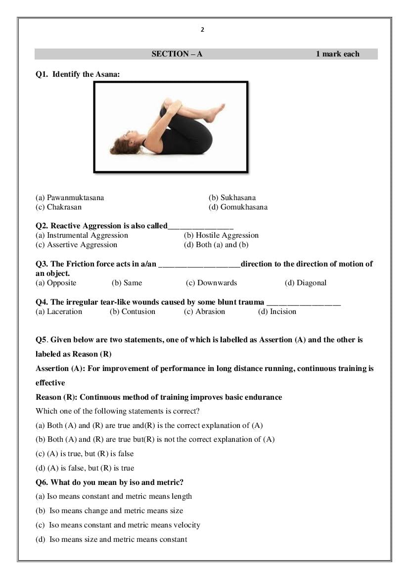 sample paper physical education class 12 2023 cbse
