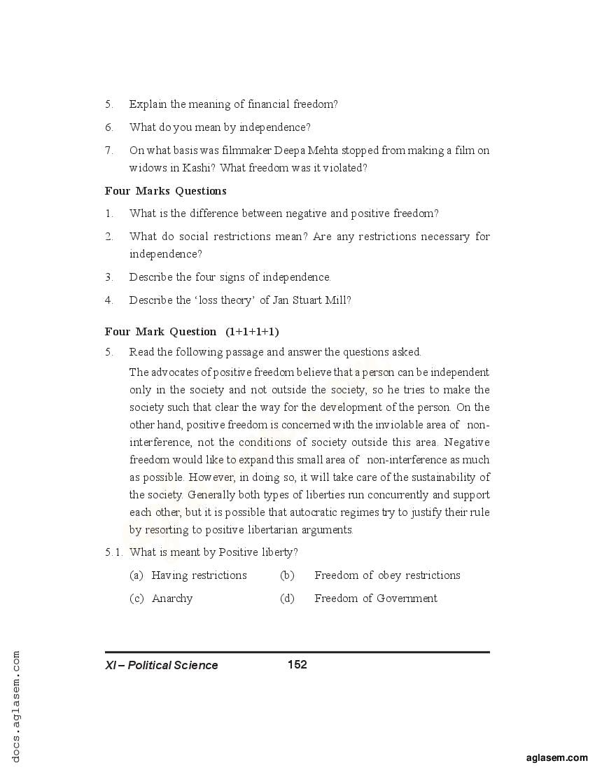 Class 11 Political Science Notes for Freedom, Liberty (PDF) - Study ...