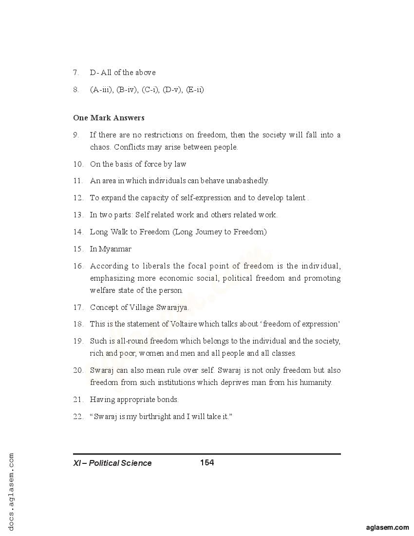 Class 11 Political Science Notes for Freedom, Liberty (PDF) - Study ...