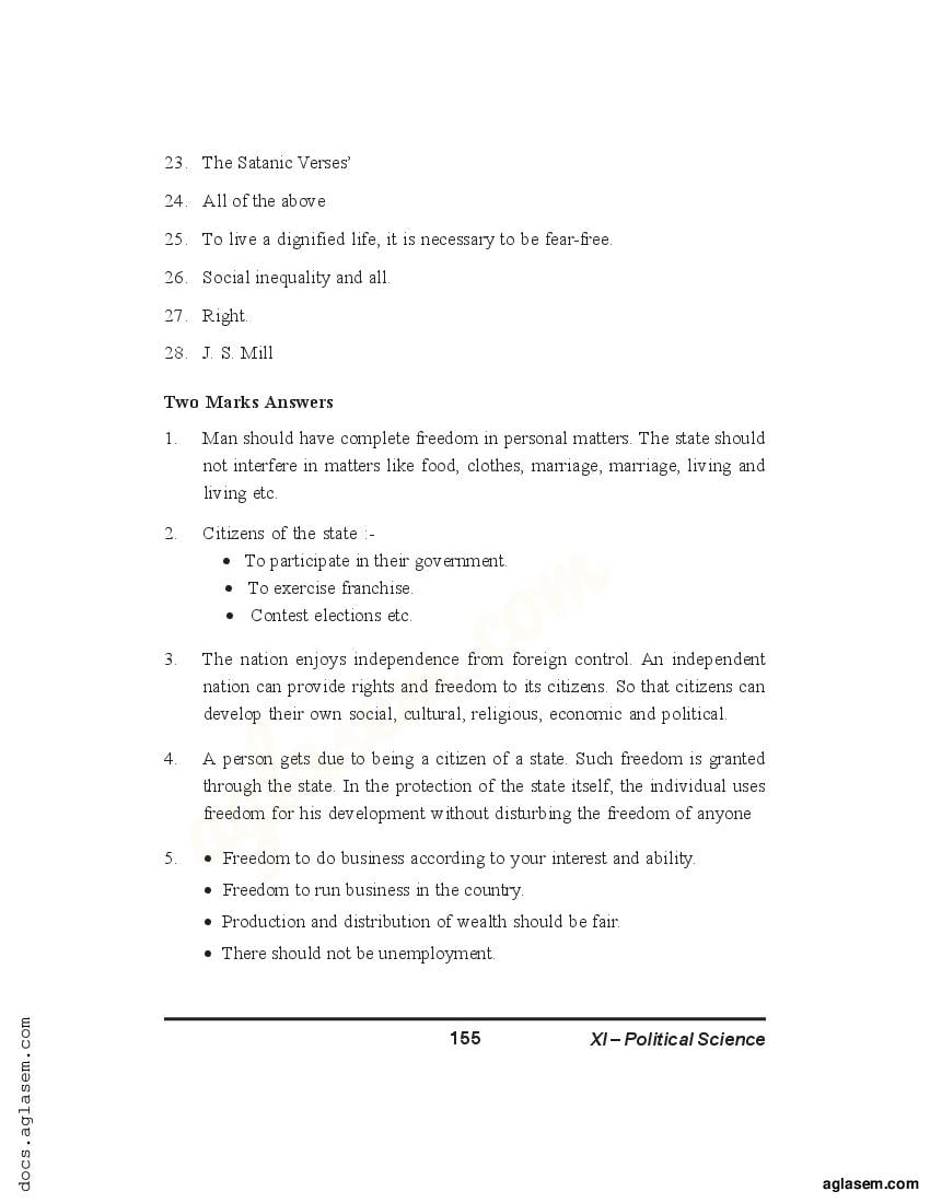 Class 11 Political Science Notes for Freedom, Liberty (PDF) - Study ...