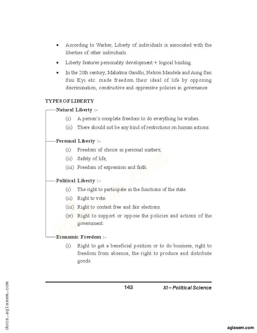 Class 11 Political Science Notes for Freedom, Liberty (PDF) - Study ...