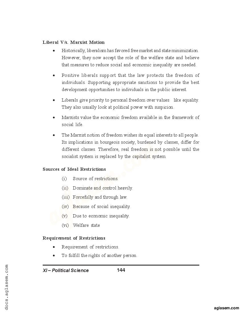 Class 11 Political Science Notes for Freedom, Liberty (PDF) - Study ...