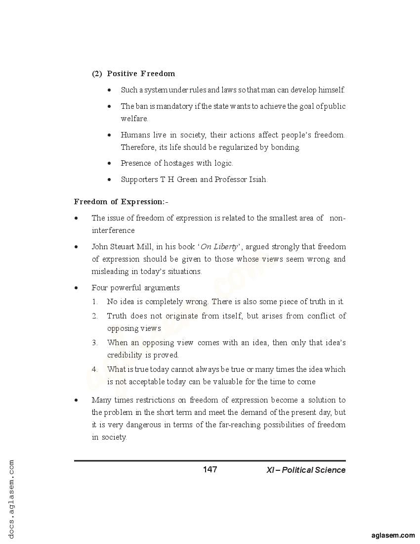 Class 11 Political Science Notes for Freedom, Liberty (PDF) - Study ...