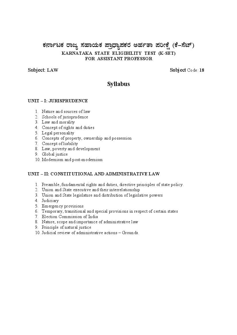 KSET Syllabus Law - Page 1