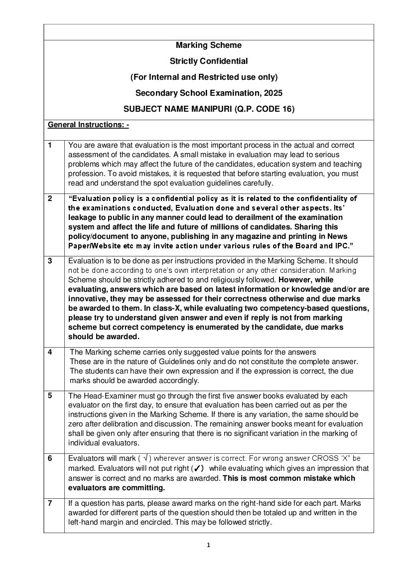 CBSE Class 10 Question Paper 2025 Solution Manipuri - Page 1