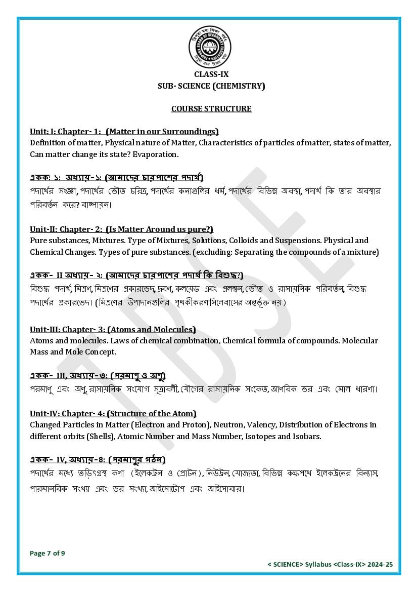 TBSE Class 9 Science Syllabus 2025 (PDF) – Tripura Board Syllabus for 9th Science