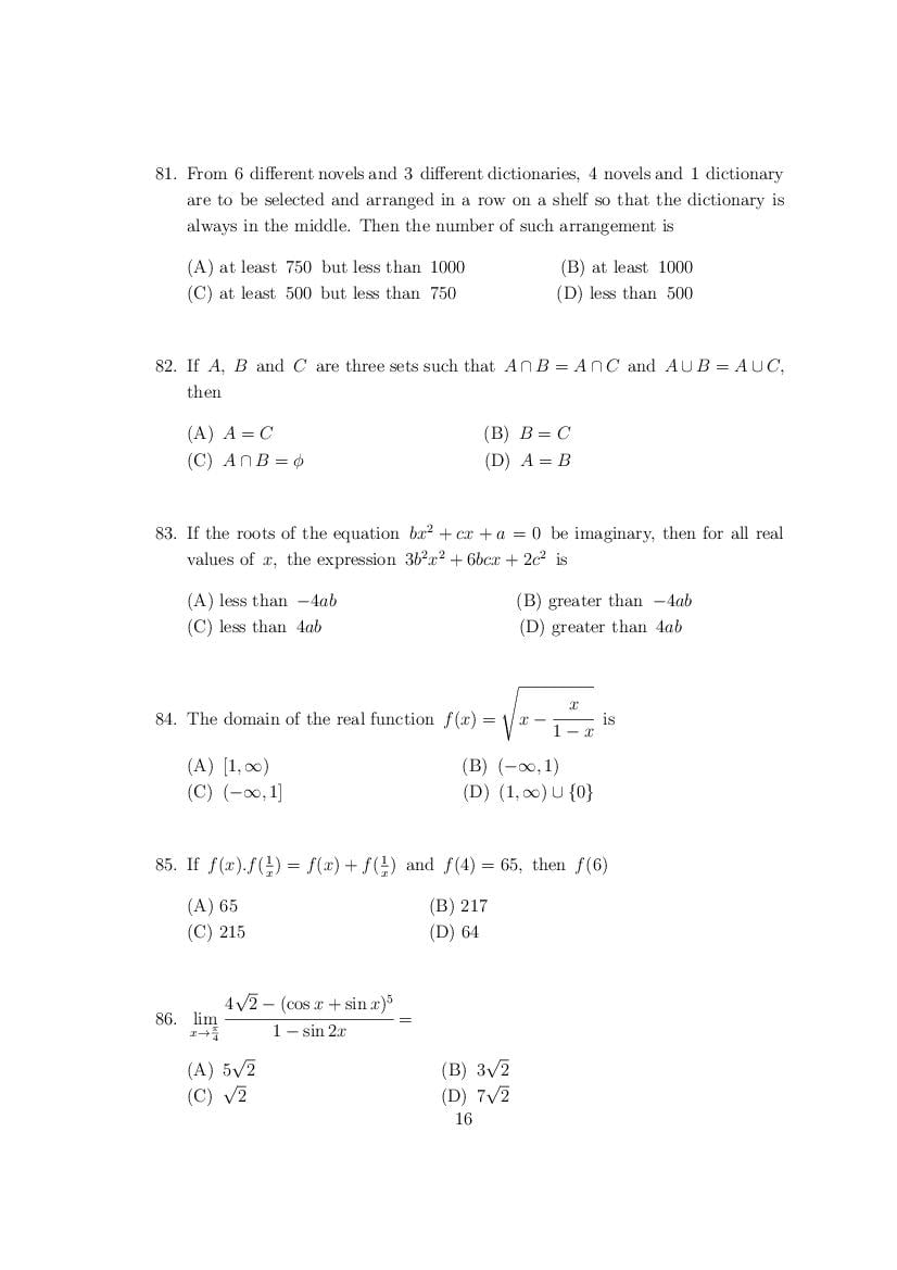 CUSAT CAT 2017 Question Papers PDF (B.Tech, LET, Law, PG: 27 Papers)