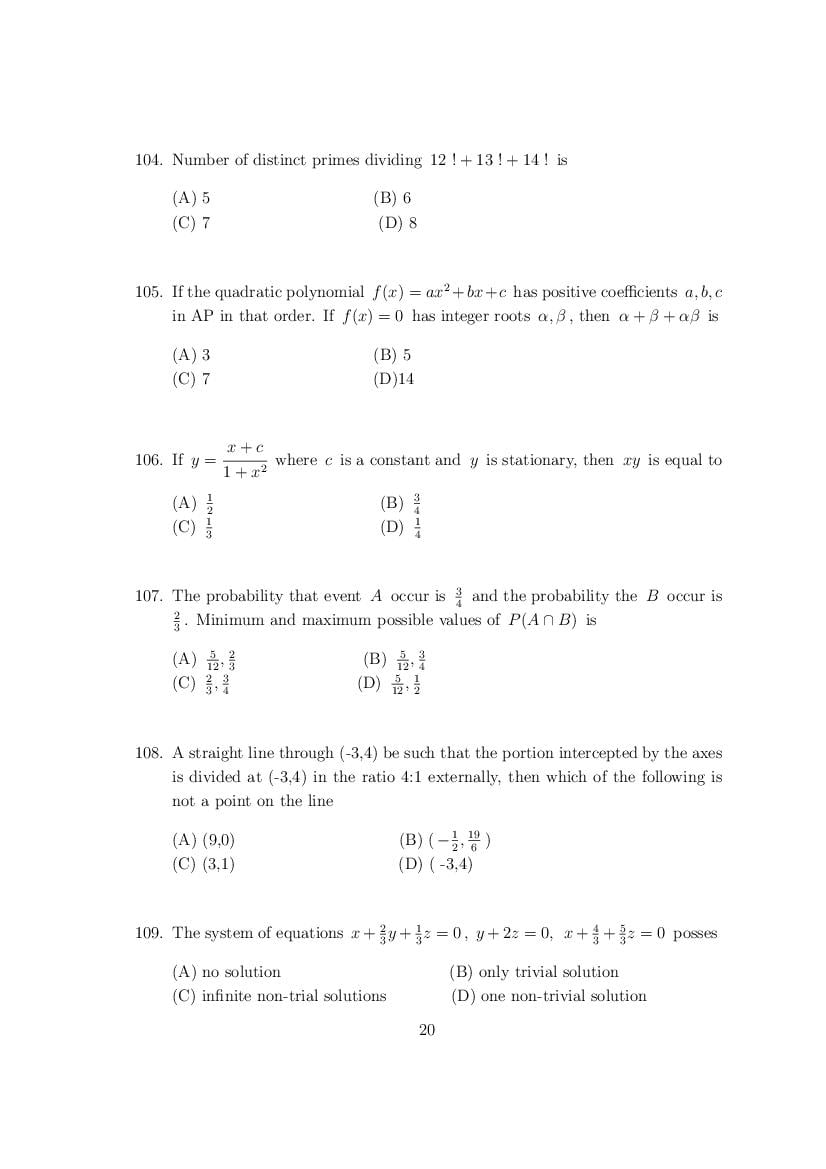 CUSAT CAT 2017 Question Papers PDF (B.Tech, LET, Law, PG: 27 Papers)