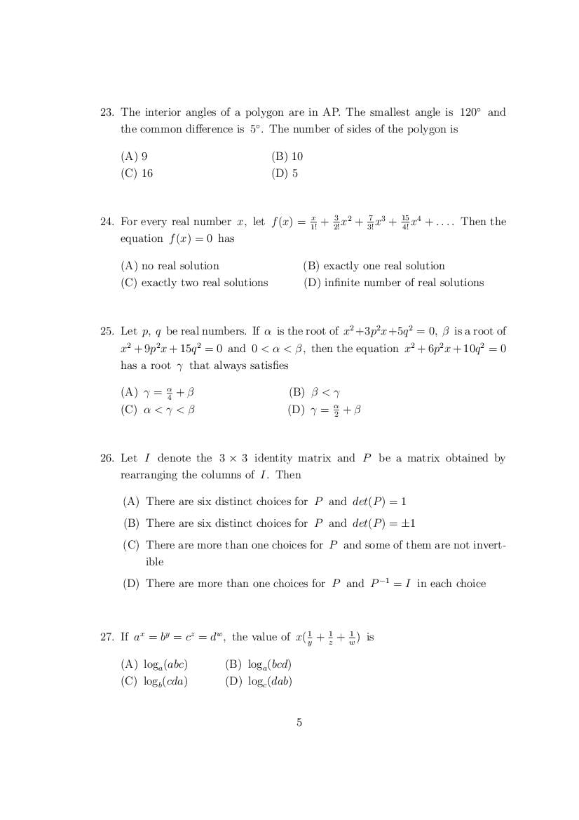 CUSAT CAT 2017 Question Papers PDF (B.Tech, LET, Law, PG: 27 Papers)