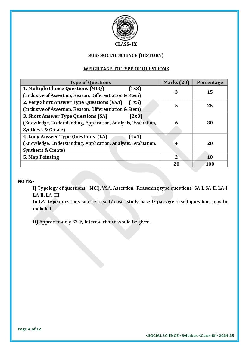 TBSE Class 9 Social Science Syllabus 2025 (PDF) – Tripura Board Syllabus for 9th Social Science