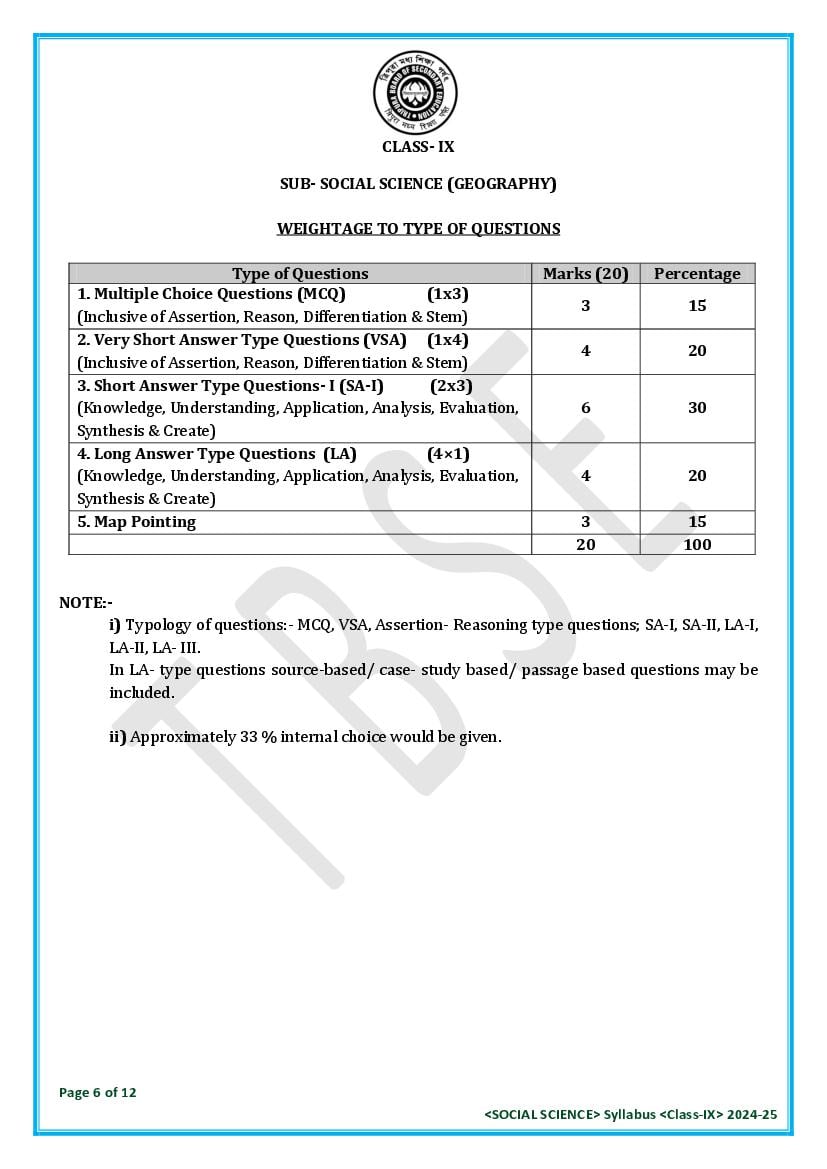TBSE Class 9 Social Science Syllabus 2025 (PDF) – Tripura Board Syllabus for 9th Social Science
