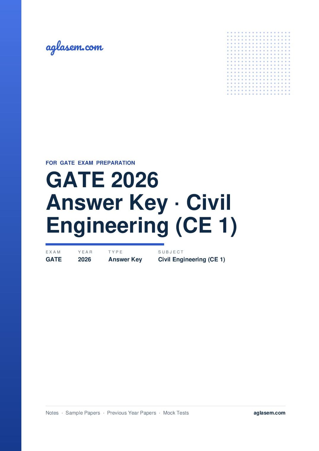 GATE 2026 Answer Key Civil Engineering (CE-1) - Page 1 of 3