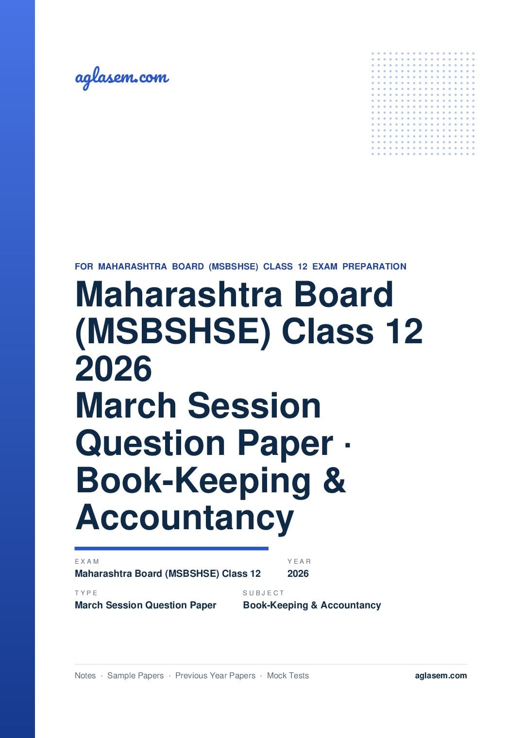 MH 12th Question Paper March 2026 Book-Keeping & Accountancy - Page 1 of 13