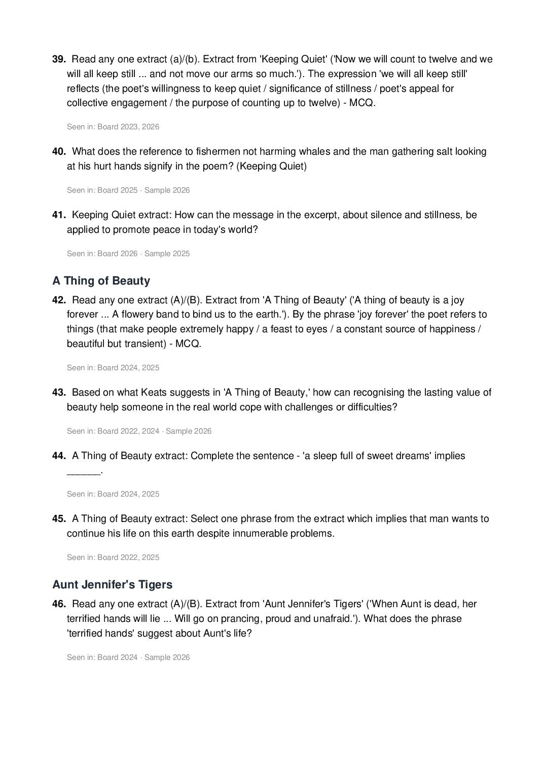 CBSE 12th English Most Important Questions for Board Exam
