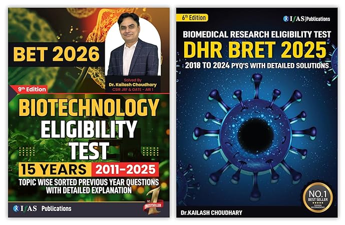 IFAS DBT JRF Biotechnology (BET) & ICMR JRF Life Science Combo - PYQ with Solutions (2 Books)