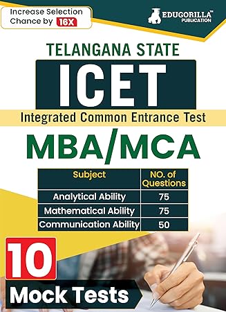 TS ICET Exam for MBA/MCA - 10 Full Length Mock Tests (1200 Solved MCQs) - EduGorilla