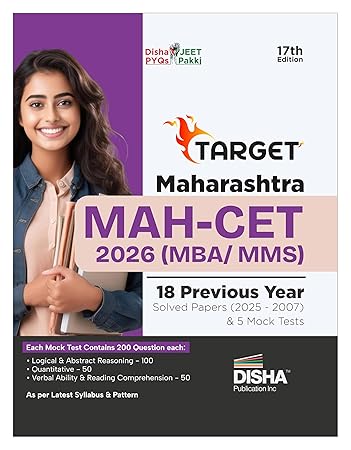 Disha TARGET Maharashtra MAH-CET 2026 (MBA/MMS) - 18 PYQ Solved Papers & 5 Mock Tests - 17th Ed