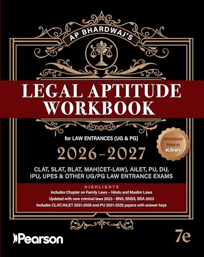 Pearson'26 Legal Aptitude Workbook Law Entrances 2026-27 (incl. UPES)