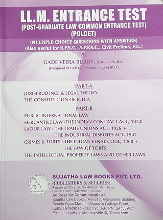 LL.M Entrance Test PGLCET MCQs with Answers