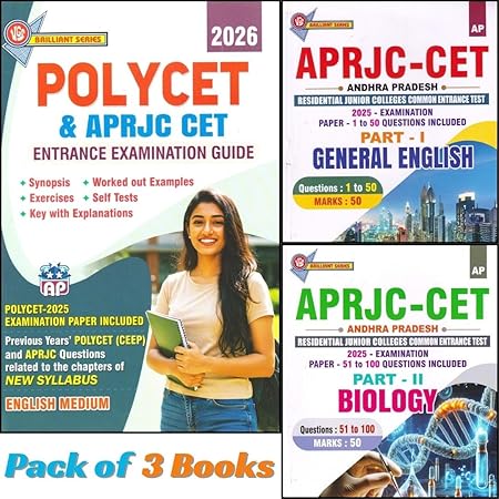 AP POLYCET & APRJC CET 2026 Entrance Exam Guide + English + Biology (Pack of 3) VGS