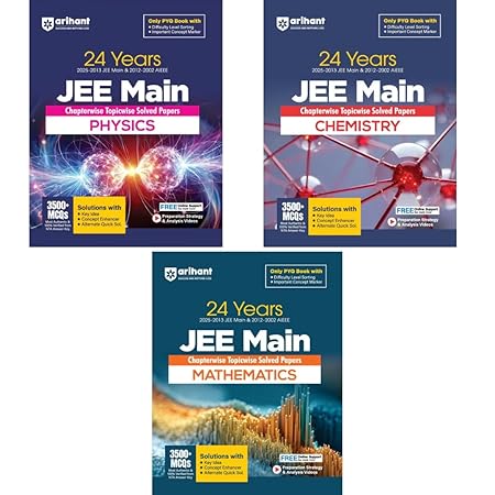 Arihant JEE Main Physics + Chemistry + Mathematics Combo (24 Years Chapterwise Solved Papers)