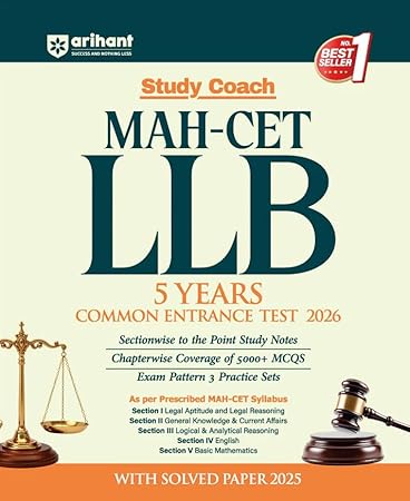 Arihant Study Coach MAH-CET LLB 5 Years Entrance Exam 2026 with Solved Paper 2025, 5000+ MCQs & Practice Sets