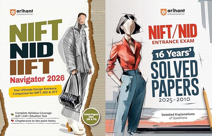 Arihant NIFT NID IIFT Navigator 2026 + 16 Years Solved Papers Combo